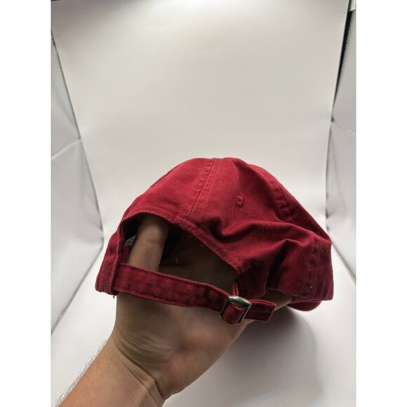 Vintage 90s Budweiser Bud King Of Beers Strapback Adjustable Baseball Hat Red - Picture 4 of 5